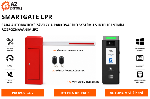 SMARTGATE LPR - sada automatické závory a parkovacího systému s inteligentním rozpoznáváním SPZ